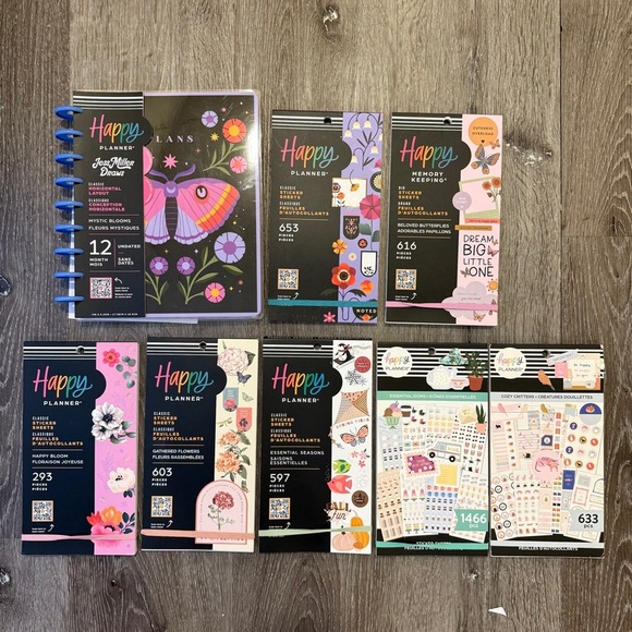 Happy Planner Horizontal Calendar/Planner Butterfly and Floral Stickers - Picture 1 of 14